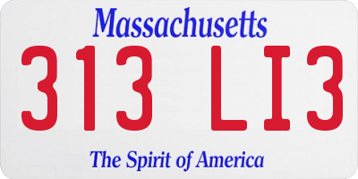 MA license plate 313LI3