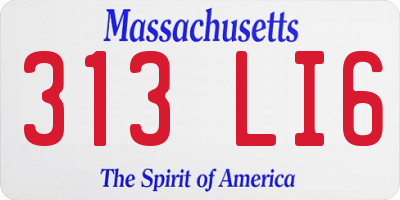 MA license plate 313LI6