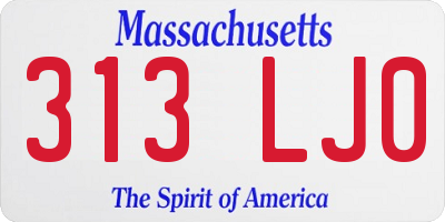 MA license plate 313LJ0