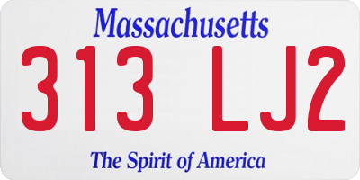 MA license plate 313LJ2
