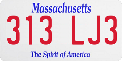 MA license plate 313LJ3