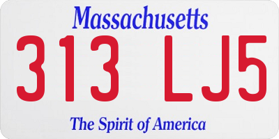 MA license plate 313LJ5