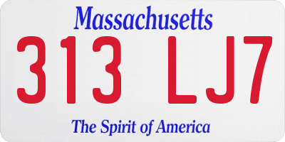 MA license plate 313LJ7