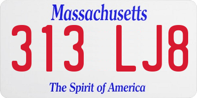 MA license plate 313LJ8
