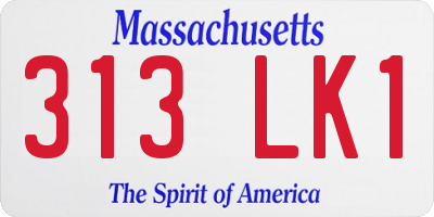 MA license plate 313LK1