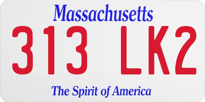 MA license plate 313LK2