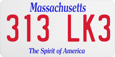MA license plate 313LK3