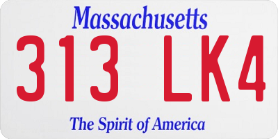 MA license plate 313LK4