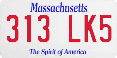 MA license plate 313LK5