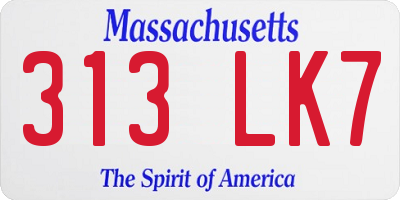 MA license plate 313LK7