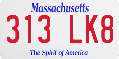 MA license plate 313LK8