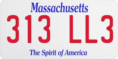MA license plate 313LL3