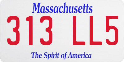 MA license plate 313LL5