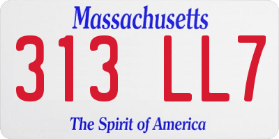 MA license plate 313LL7