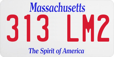 MA license plate 313LM2