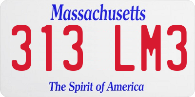 MA license plate 313LM3