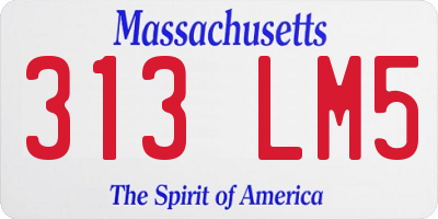 MA license plate 313LM5