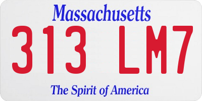MA license plate 313LM7