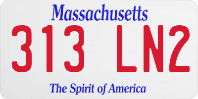 MA license plate 313LN2