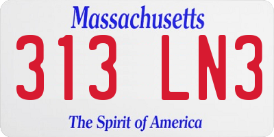 MA license plate 313LN3