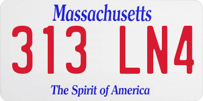 MA license plate 313LN4
