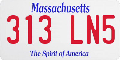 MA license plate 313LN5