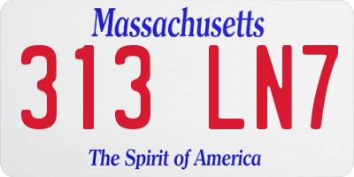 MA license plate 313LN7