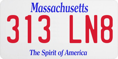 MA license plate 313LN8