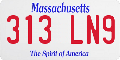 MA license plate 313LN9