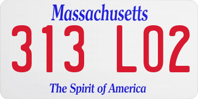MA license plate 313LO2