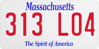MA license plate 313LO4