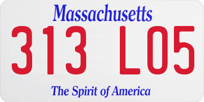MA license plate 313LO5