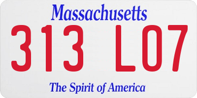 MA license plate 313LO7