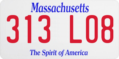 MA license plate 313LO8