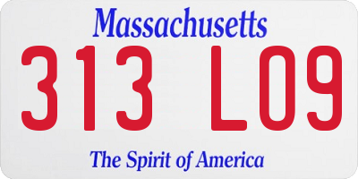 MA license plate 313LO9