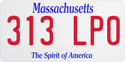 MA license plate 313LP0