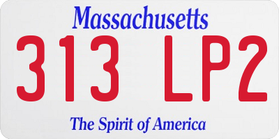 MA license plate 313LP2