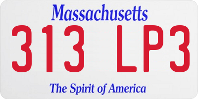 MA license plate 313LP3