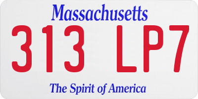 MA license plate 313LP7