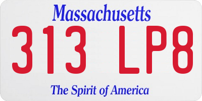 MA license plate 313LP8