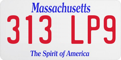 MA license plate 313LP9