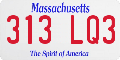 MA license plate 313LQ3