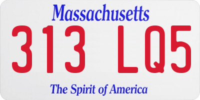 MA license plate 313LQ5