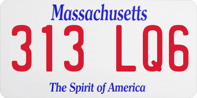 MA license plate 313LQ6