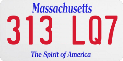 MA license plate 313LQ7