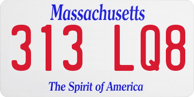 MA license plate 313LQ8