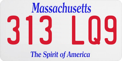 MA license plate 313LQ9