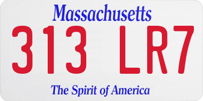 MA license plate 313LR7
