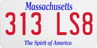 MA license plate 313LS8