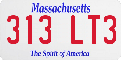MA license plate 313LT3